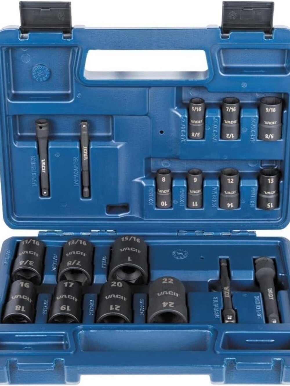 VACO VAC4182 18-Piece 2-in-1 Impact Flip Socket Set with Case, Adapters, Ratchet